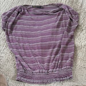 Outback Red Purple Striped Short Sleeve Top